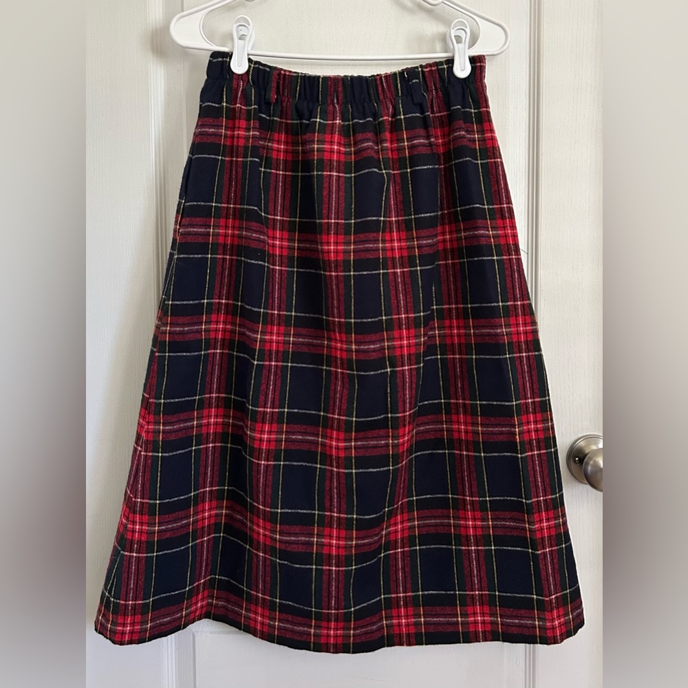 Vtg F. Shay Christmas Red Plaid Maxi Skirt 14 Preppy Old Money Quiet Luxury